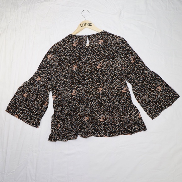 MADEWELL FIESTA PAISLEY 100% SILK BELL SLEEVE TOP - Picture 4 of 8